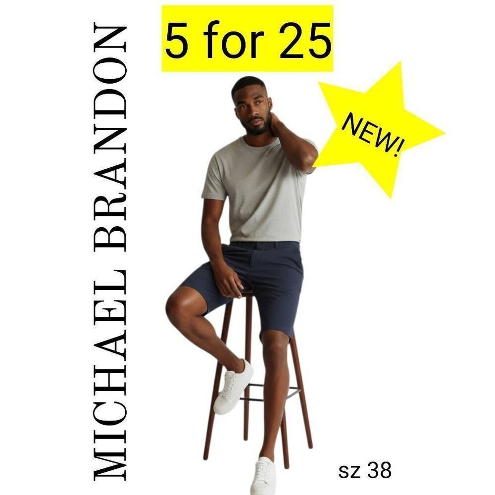 Michael Brandon NEW! Navy Blue Flat Front Shorts SALE! 5 for 25